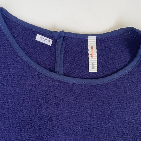 Orange Creek Blue Hi-Low Top with Sheer Back Large - Picture 7 of 8